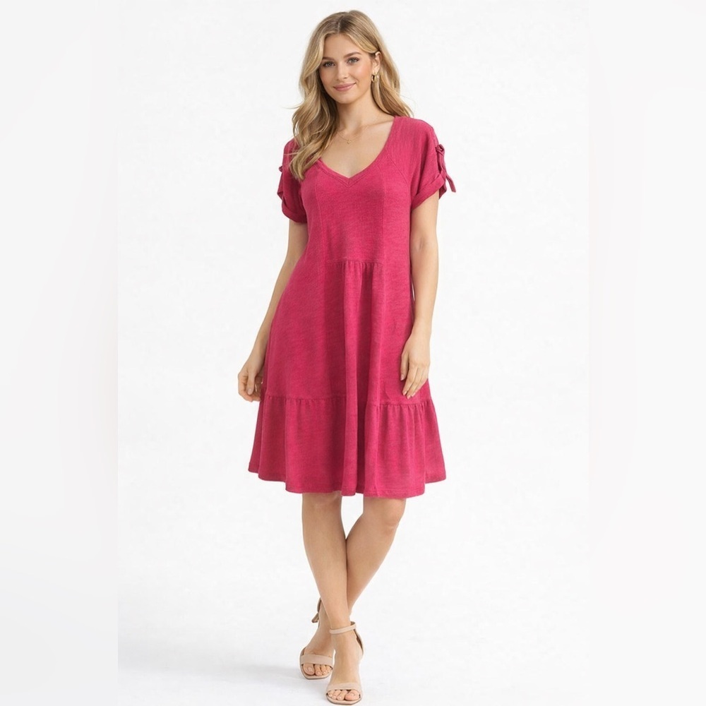 Saturday Sunday Anthropologie Pink Tie Sleeve Dress Size S